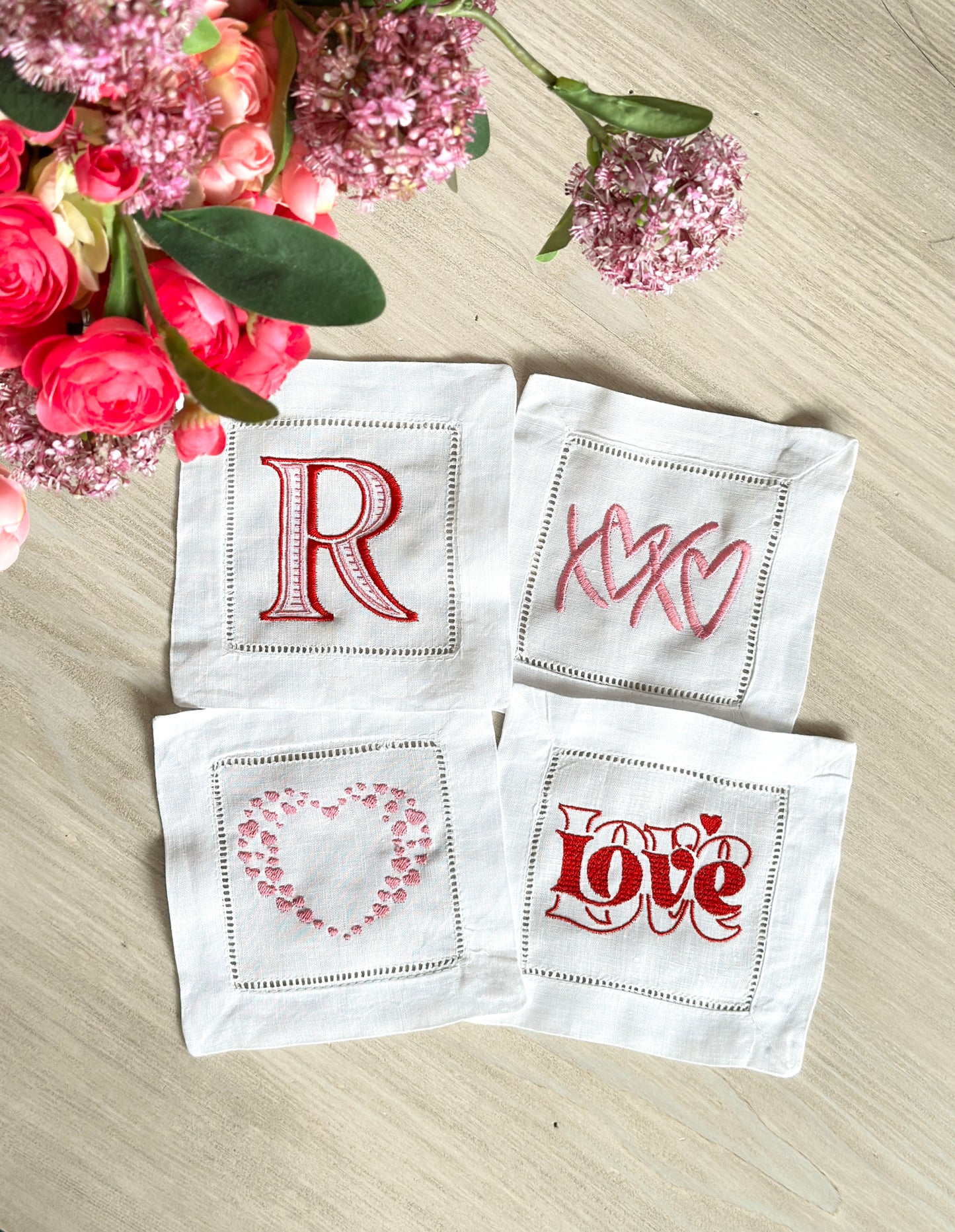 Valentine's Hemstitch Napkins