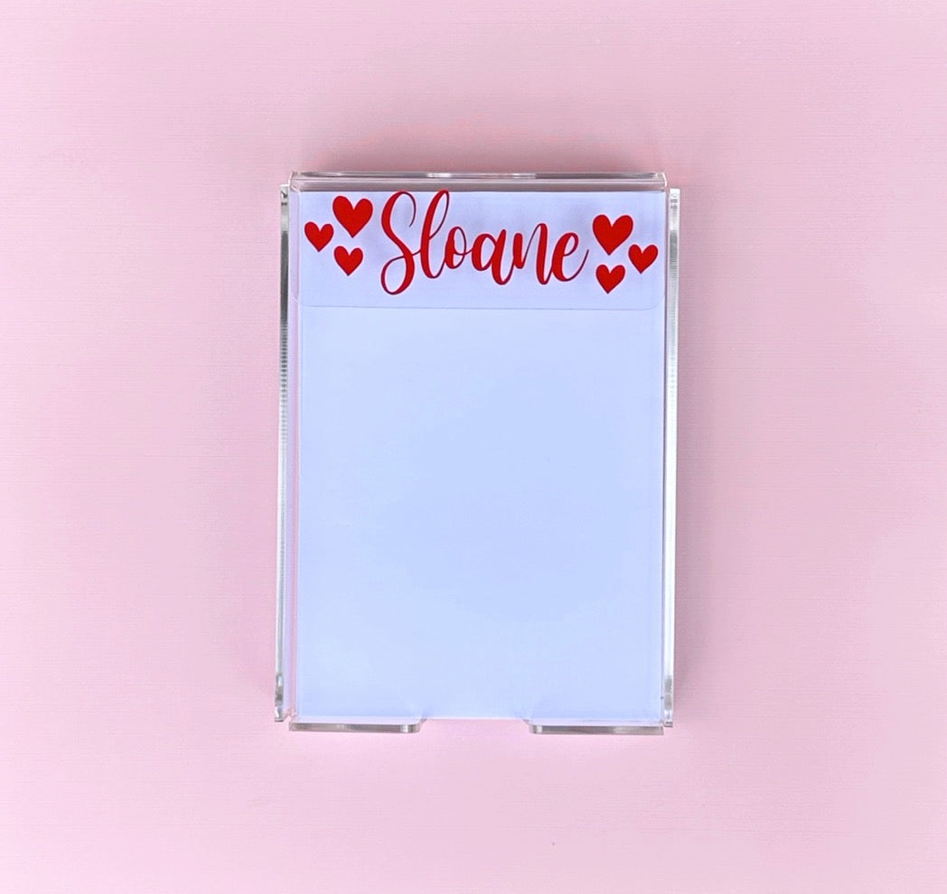 Personalized acrylic notepad holder