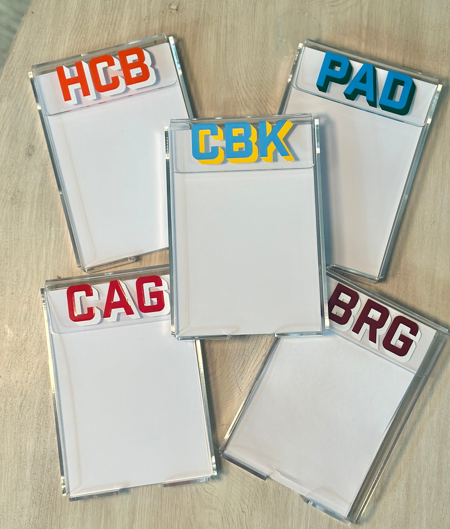 Personalized acrylic notepad holder